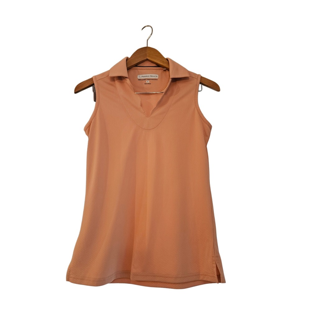 Pebble Beach Peach Dry-Luxe Performance Golf Polo Shirt Small EUC